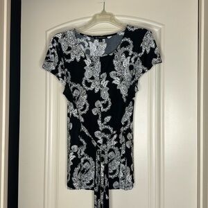 INC International Concepts Short Sleeve Top XL Black